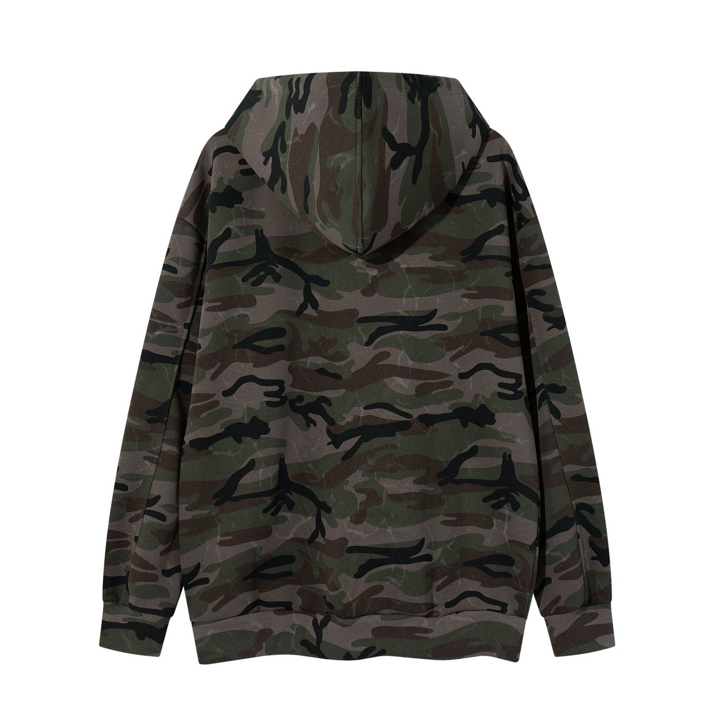 アルファベットパッチワークカモ柄ジップアップパーカー/cm0055