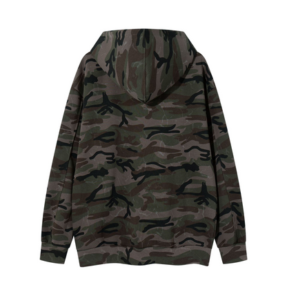 アルファベットパッチワークカモ柄ジップアップパーカー/cm0055