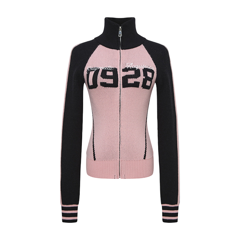 ナンバーロゴバイカラージップアップニット/2color/cm0158