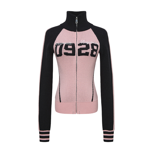 ナンバーロゴバイカラージップアップニット/2color/cm0158