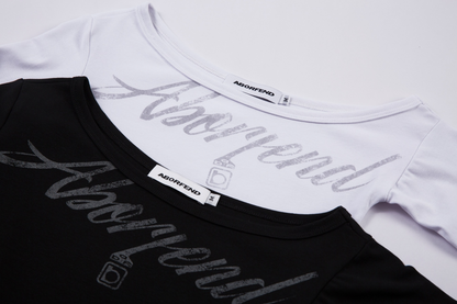 アシメオフショルダープリントTシャツ/cm0096