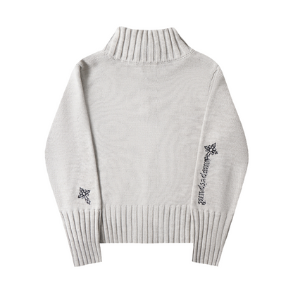 ロゴワンポイントハイネックジップアップニット/cm0124