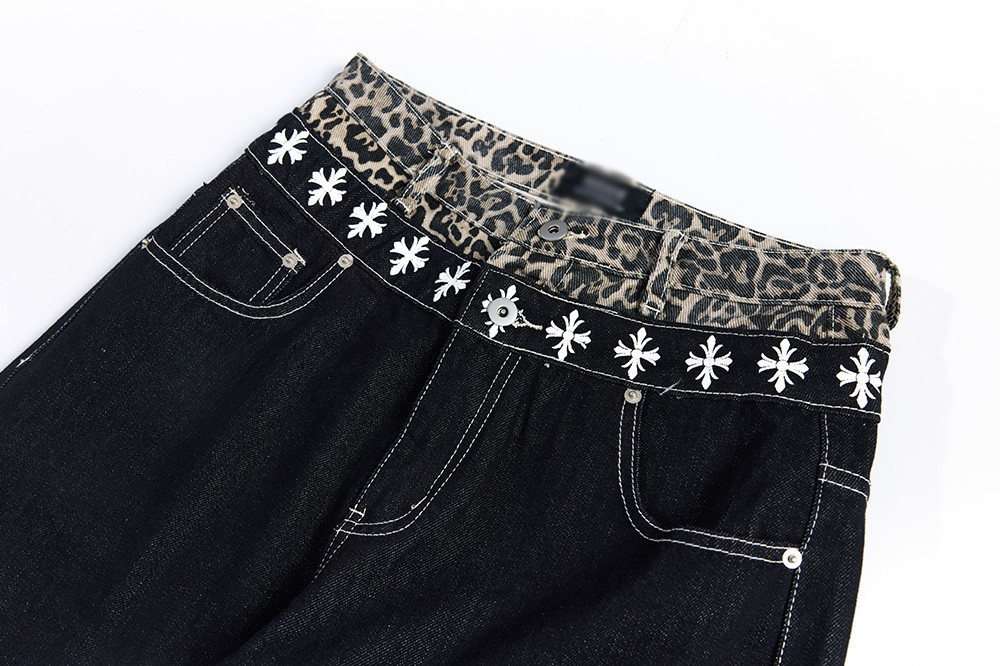 クロスデザインレオパードディテールワイドパンツ/cm0147