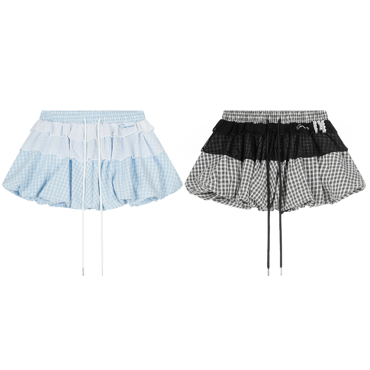 シースルーディテールバブルヘムミニスカート/2color/cm0108