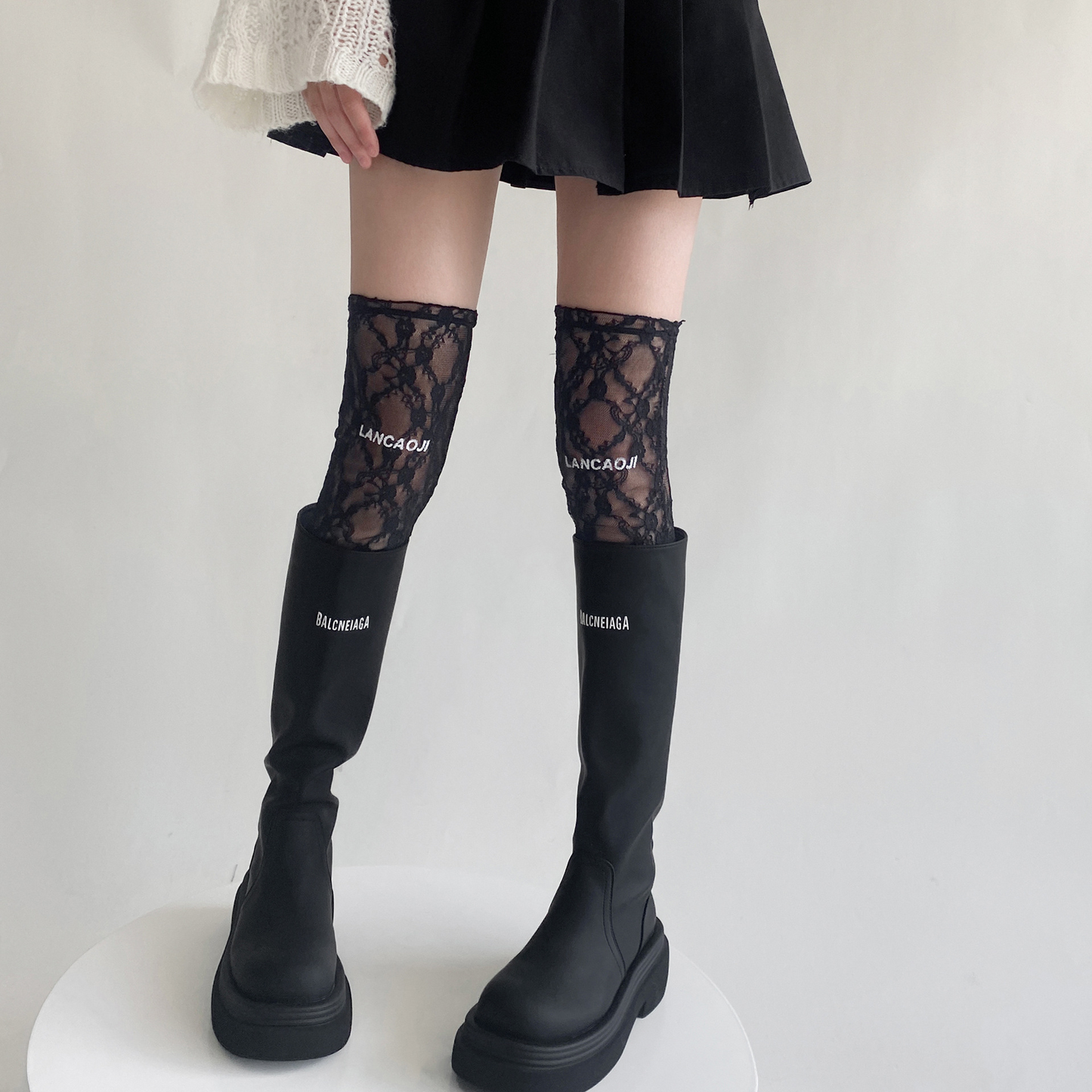 2color/シースルーレースソックス/cm0215