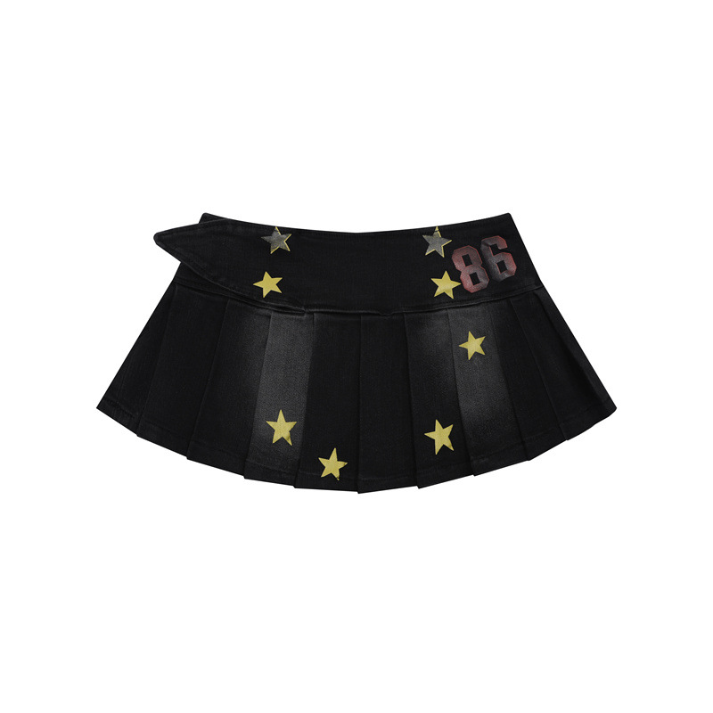 スタープリントデニムミニスカート/3color/cm0011