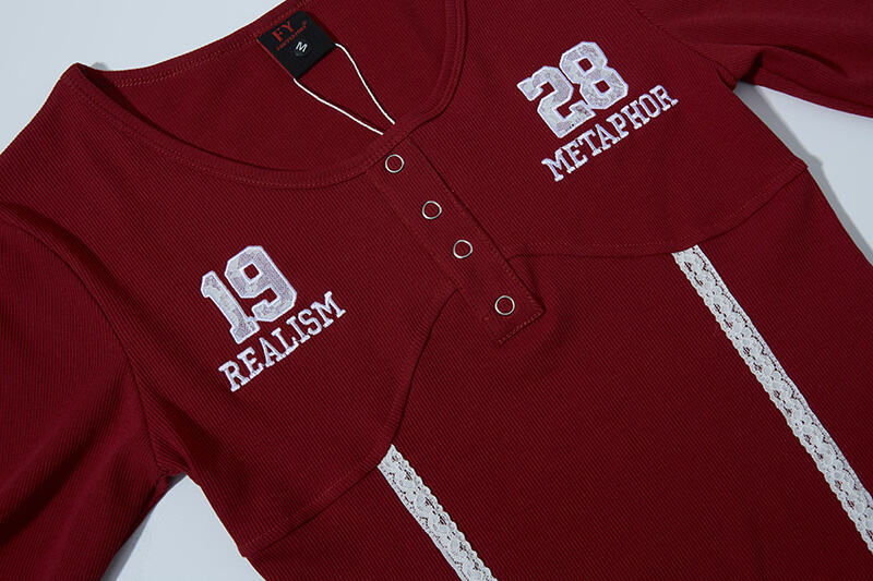 レースラインスポーティー/ナンバー刺繍長袖Tシャツ/2color/cm0099