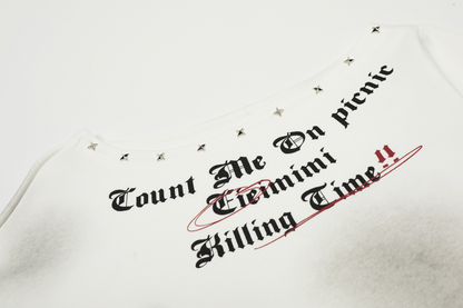 スタッズ付きグランジオフショルダースウェットcm0024