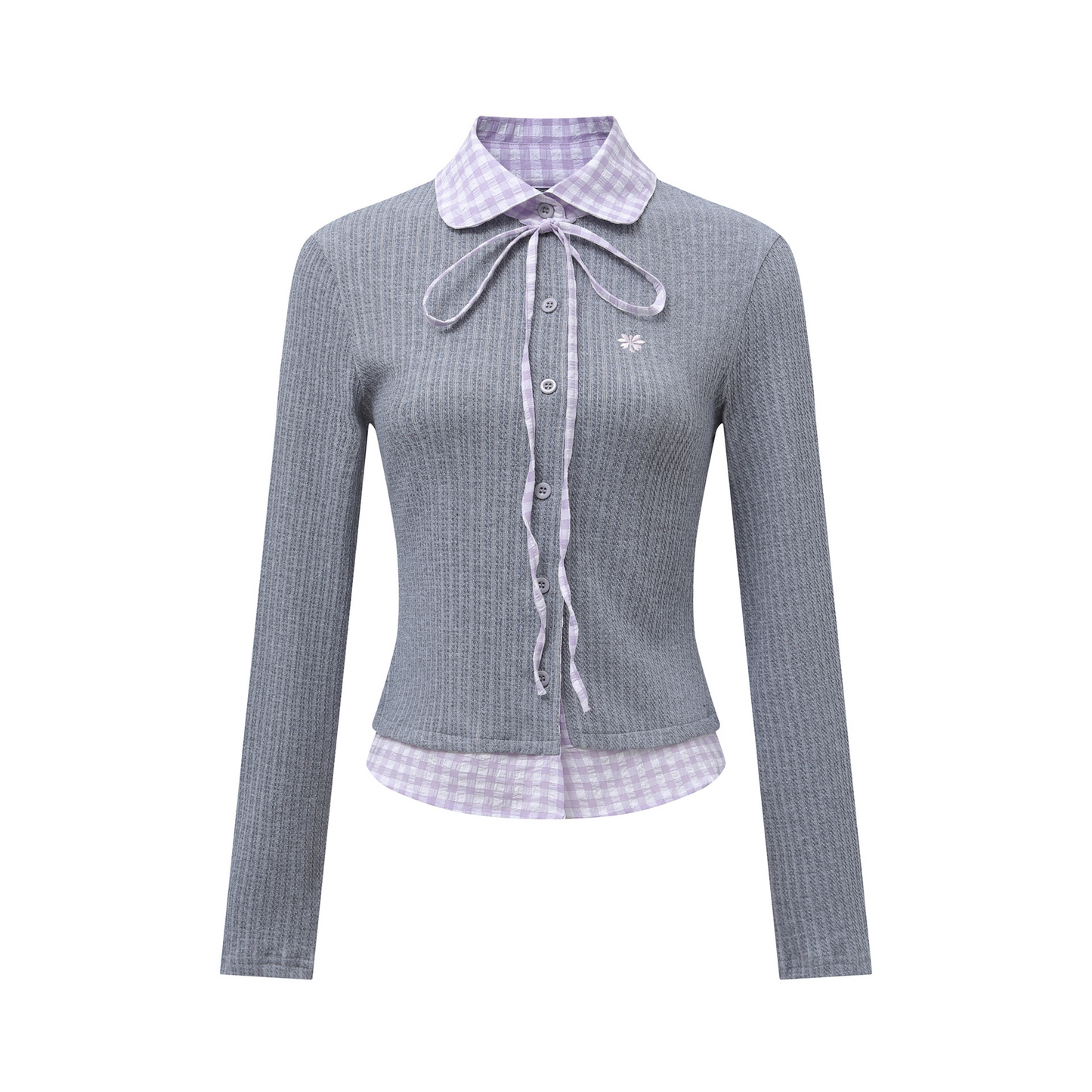 フェイクレイヤードシャツ/長袖ボタンカーディガン/2color/cm0028