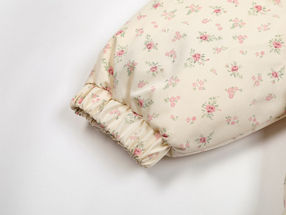 リボンデザインフラワー柄パファージャケット/2color/cm0070