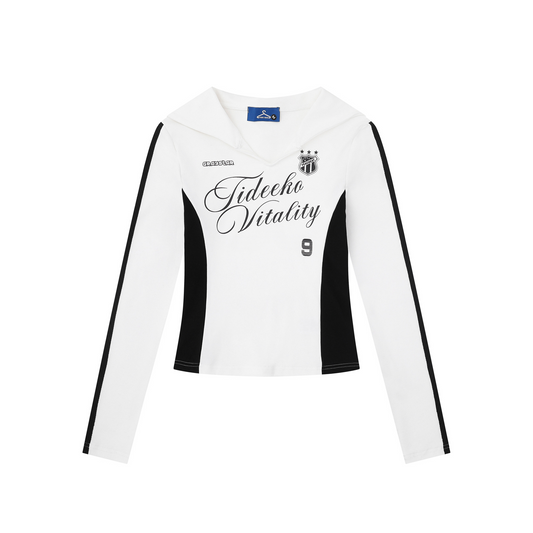 セーラーカラースポーティーナンバープリントカットソー/2color/cm0039