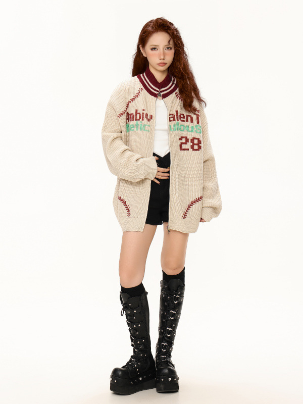 カラーロゴタートルネックニットジャケット/2color/cm0083