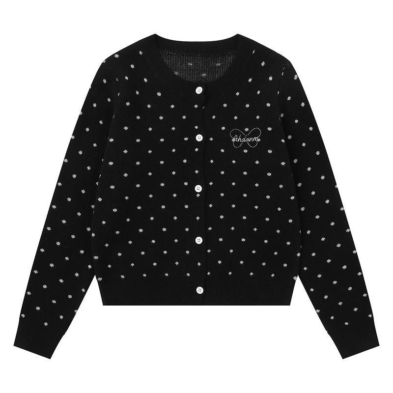 ドット柄ワンポイントデザインカーディガン/2color/cm0086