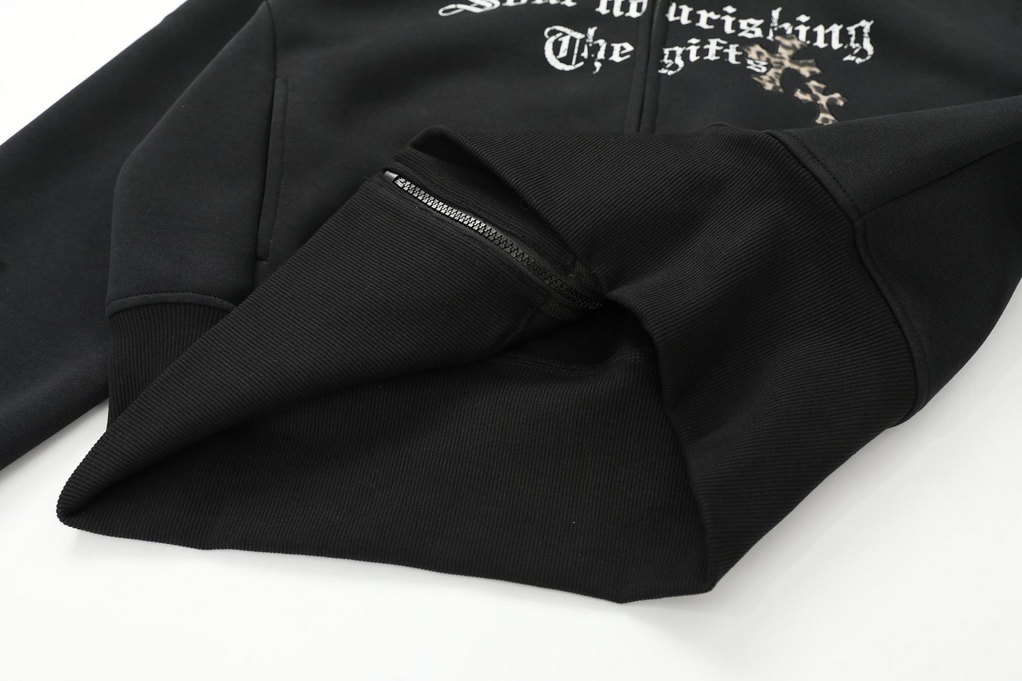 クロスレオパード柄ジップアップパーカー/2color/cm0080