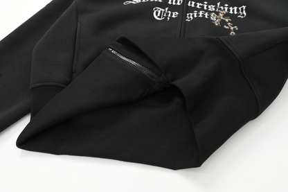 クロスレオパード柄ジップアップパーカー/2color/cm0080