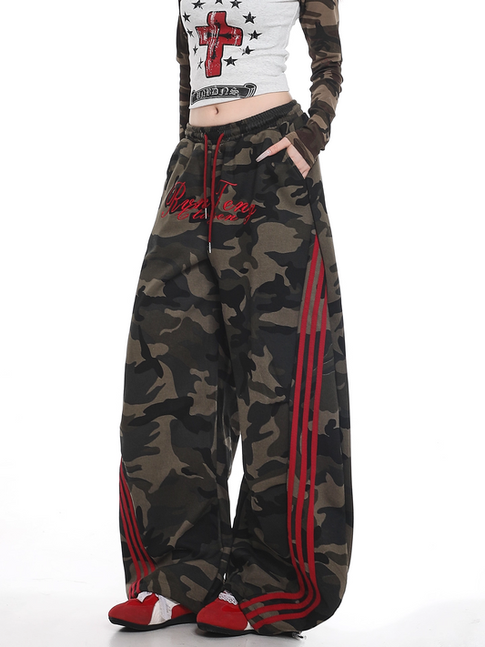 カモフラ柄サイドラインパンツ/cm0054