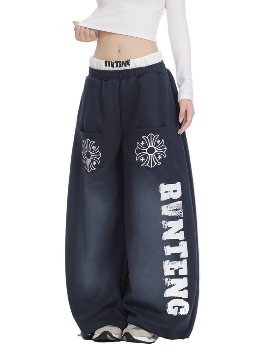 ポケットロゴプリントワイドパンツ/2color/cm0065