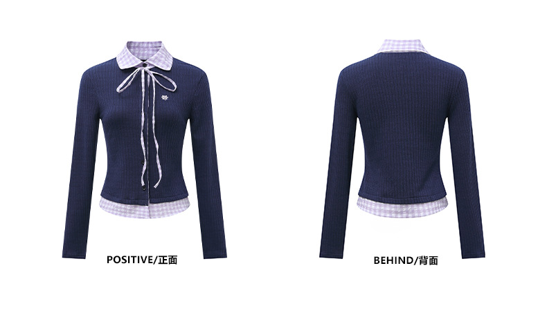 フェイクレイヤードシャツ/長袖ボタンカーディガン/2color/cm0028