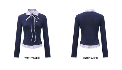 フェイクレイヤードシャツ/長袖ボタンカーディガン/2color/cm0028