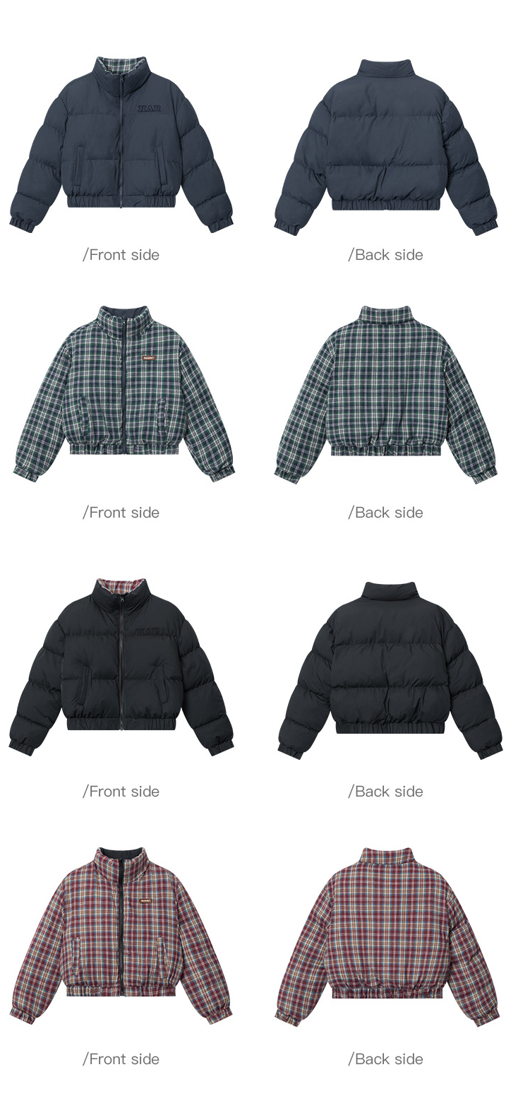 リバーシブルチェックパファージャケット cm0019
