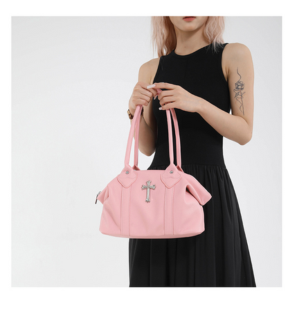 クロスアクセサリー付き2wayショルダーバッグ/6color/cm0110