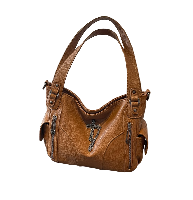 クロスアクセサリー付きジップデザイン2wayショルダーバッグ/3color/cm0114