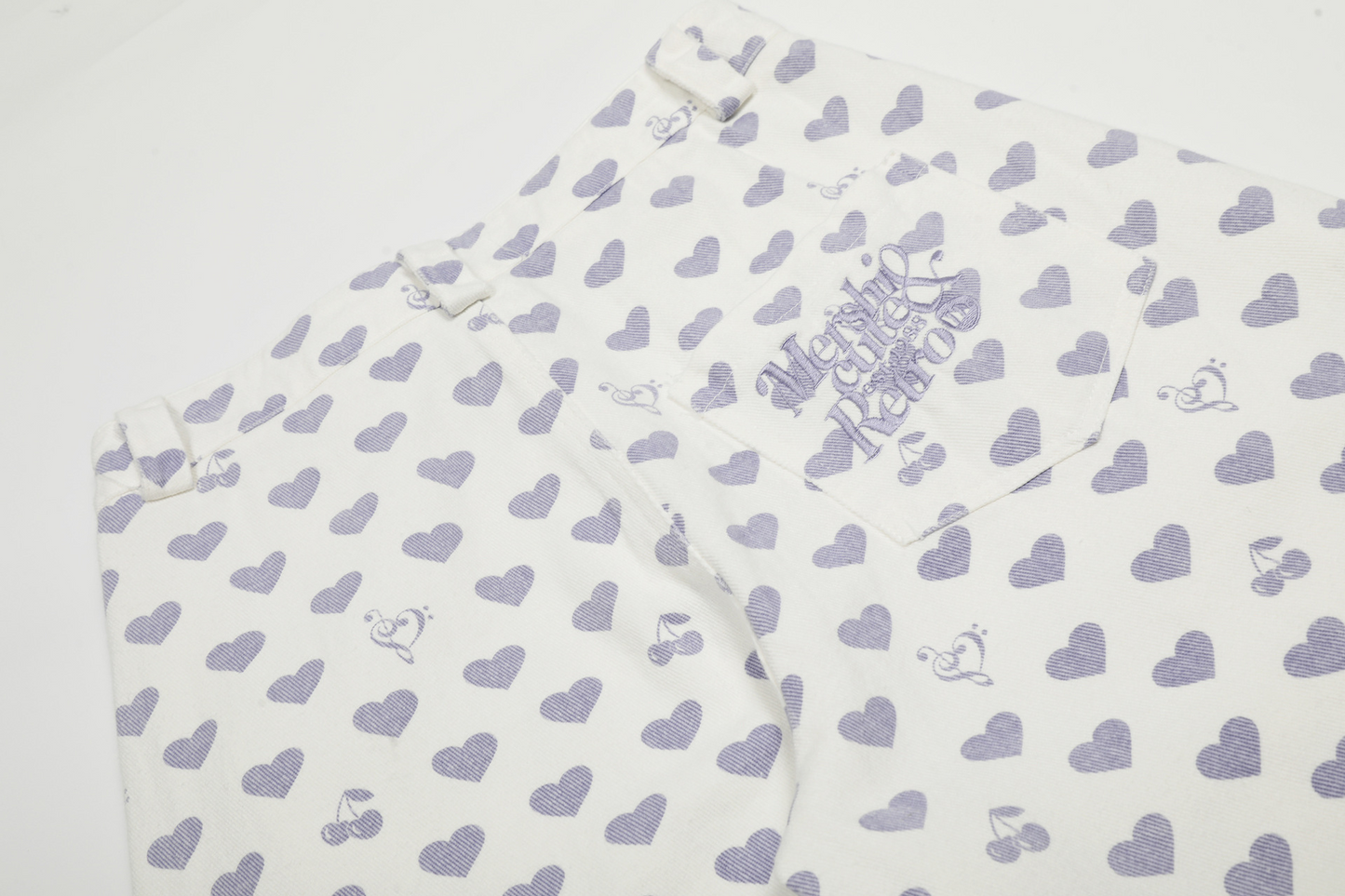 ハート柄刺繍ディテールパンツcm0008