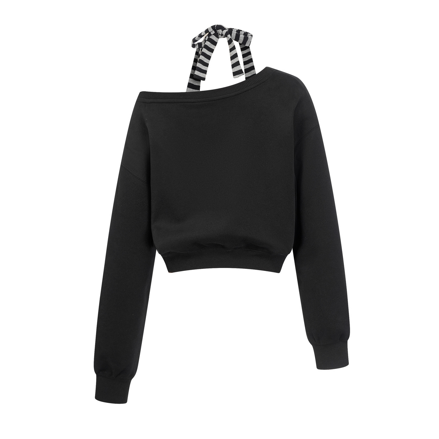 ボーダーフェイクレイヤードオフショルダートップス/2color/cm0134