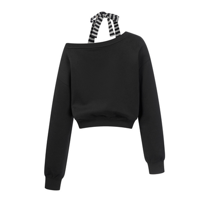 ボーダーフェイクレイヤードオフショルダートップス/2color/cm0134