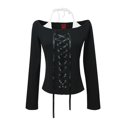 2color/レースアップオフショルダートップス/cm0243