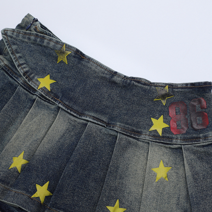 スタープリントデニムミニスカート/3color/cm0011