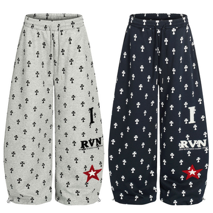 クロス柄スターロゴワイドパンツ/2color/cm0076