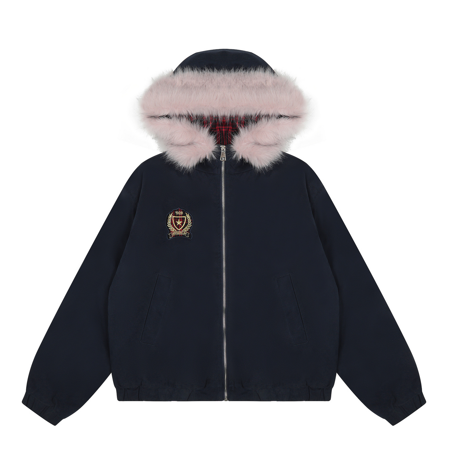 フェイクファーフードワンポイントロゴジャケット cm0020