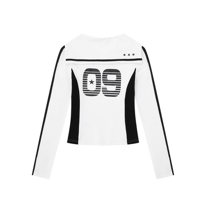 セーラーカラースポーティーナンバープリントカットソー/2color/cm0039