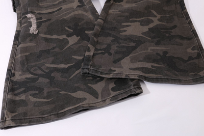 カモフラ柄ダメージデニムパンツ/cm0094