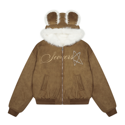 耳付きファーフードパッド入りジャケット/cm0068