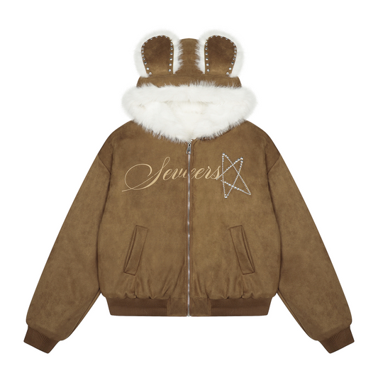 耳付きファーフードパッド入りジャケット/cm0068