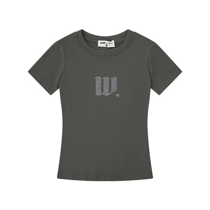4color/ラインストーンロゴバックウィング半袖Tシャツ/cm0262