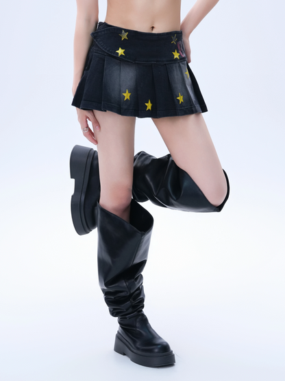 スタープリントデニムミニスカート/3color/cm0011