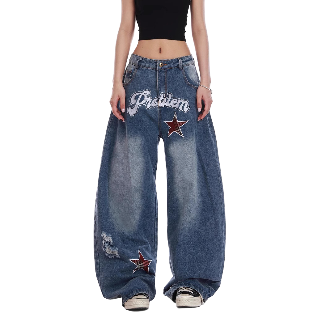 アルファベットスタープリントデニムパンツ/cm0111