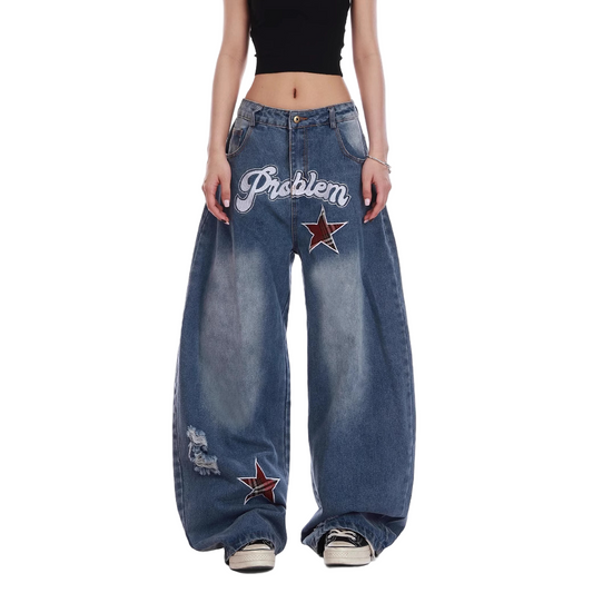 アルファベットスタープリントデニムパンツ/cm0111