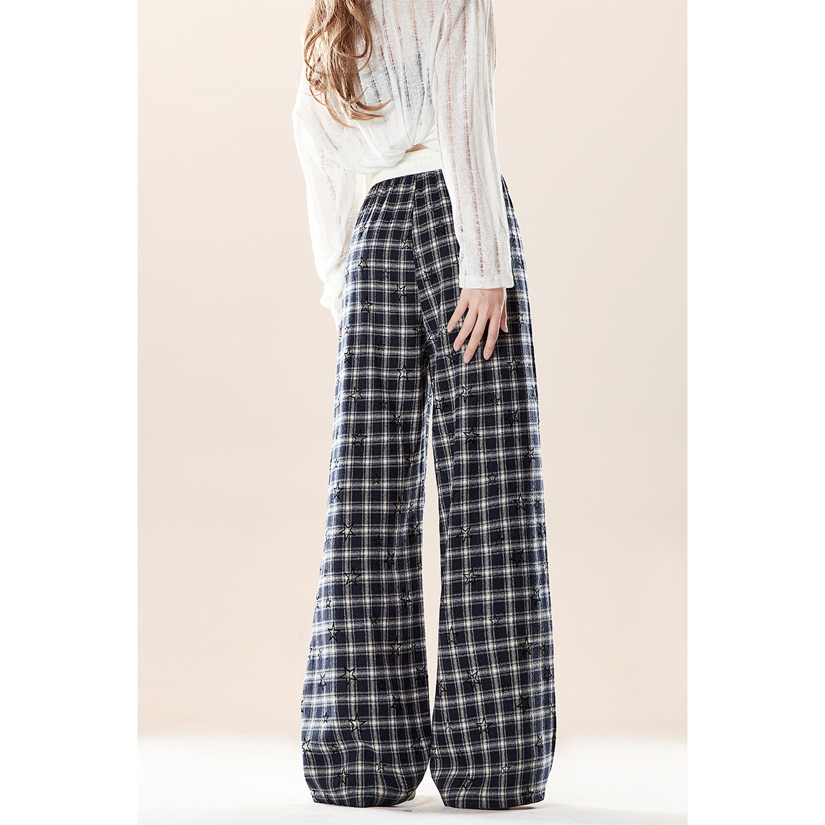 レースパッチワークスタープリントワイドレッグパンツ/cm0042