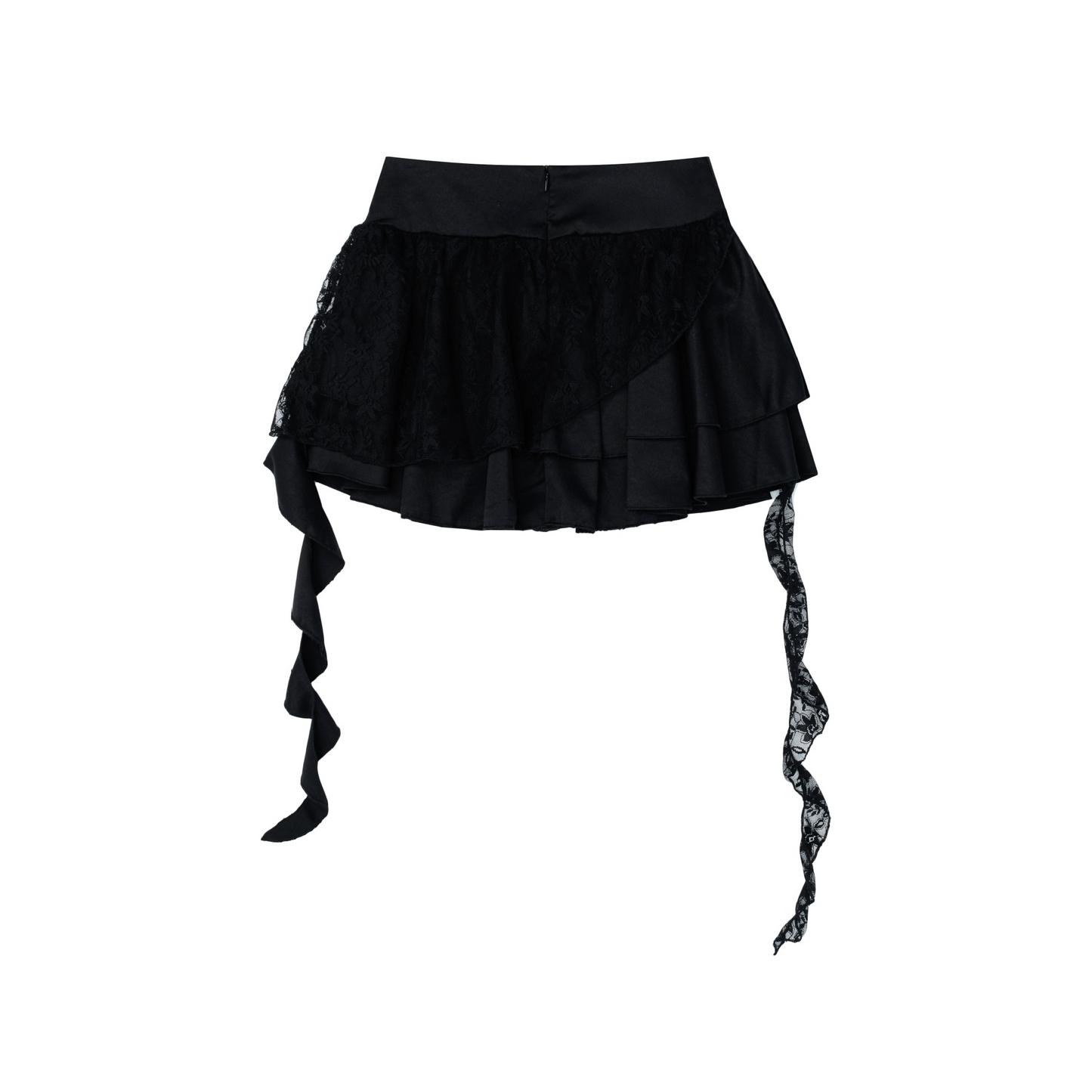 レースディテールクロスデザインリボンミニスカート/cm0107