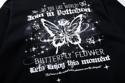 チェーンアクセ付きバタフライプリントパーカー/2color/cm0151