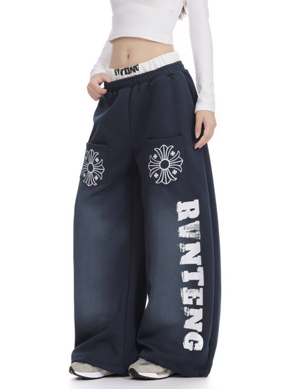 ポケットロゴプリントワイドパンツ/2color/cm0065