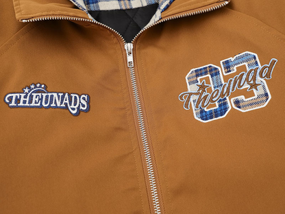 チェックフェイクレイヤード刺繍ロゴジャケット/2color/cm0085