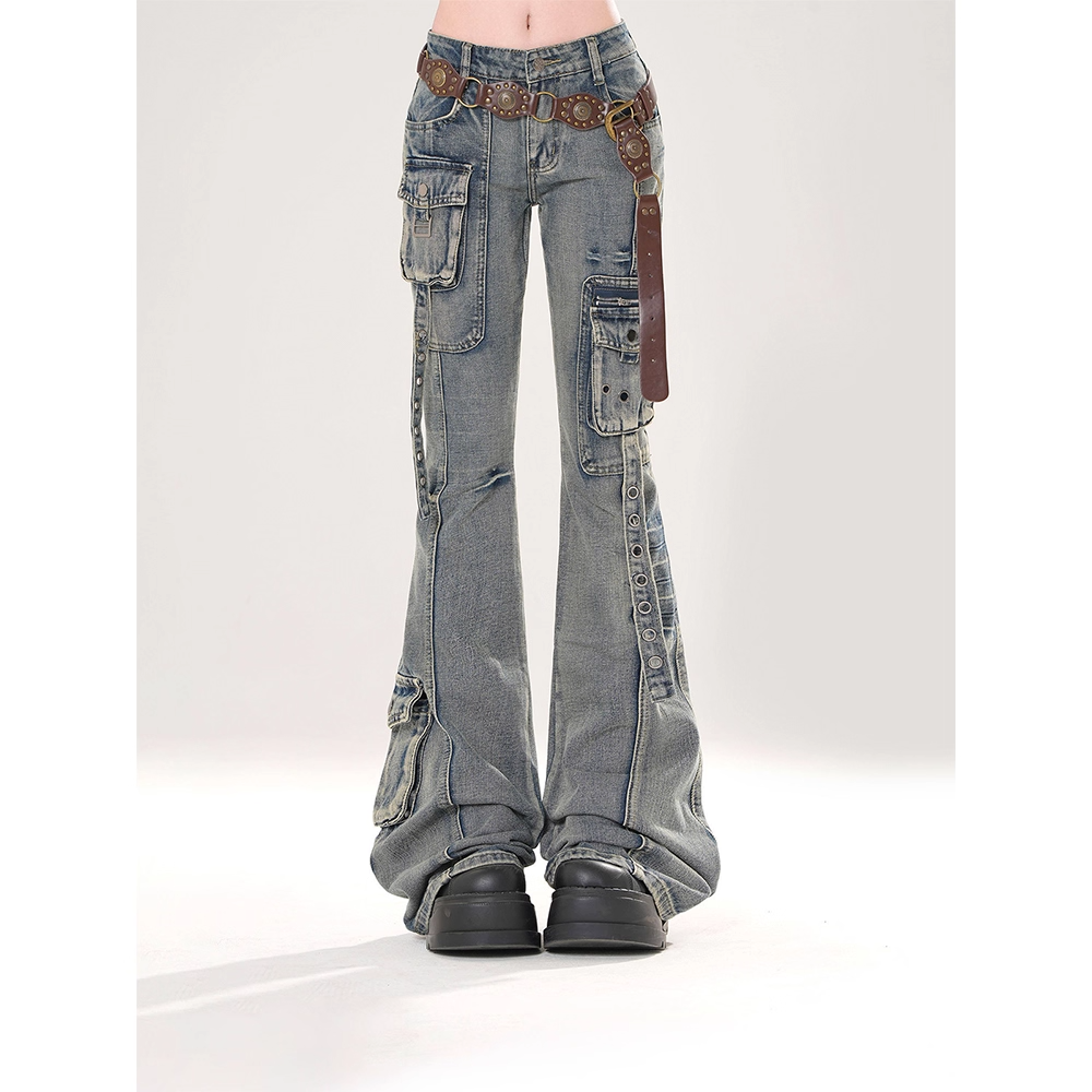 ベルトデザインカーゴデニムパンツ/2color/cm0090