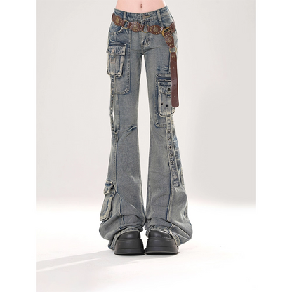 ベルトデザインカーゴデニムパンツ/2color/cm0090