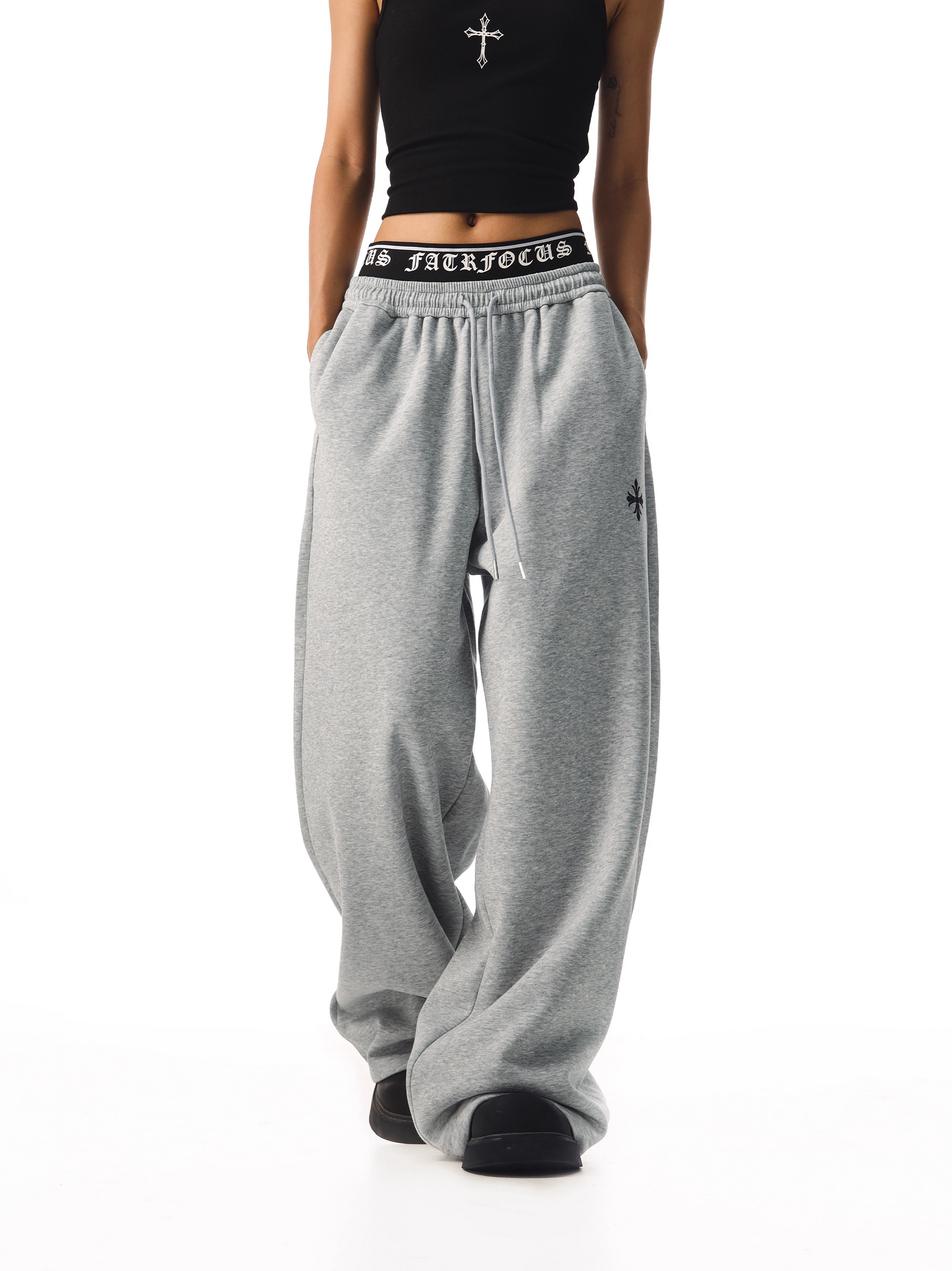 クロスデザインアルファベットスウェットパンツ/cm0092