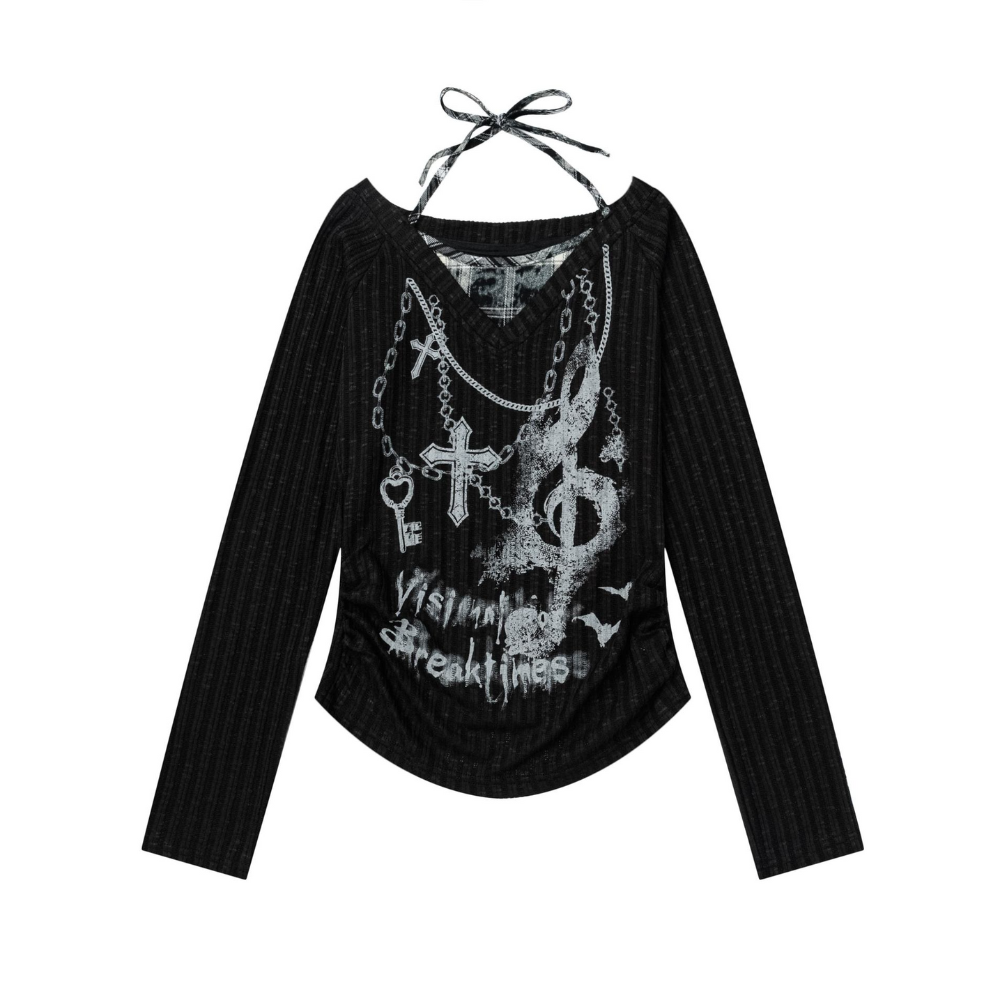 クロスデザインプリントフェイクレイヤートップス/2color/cm0153